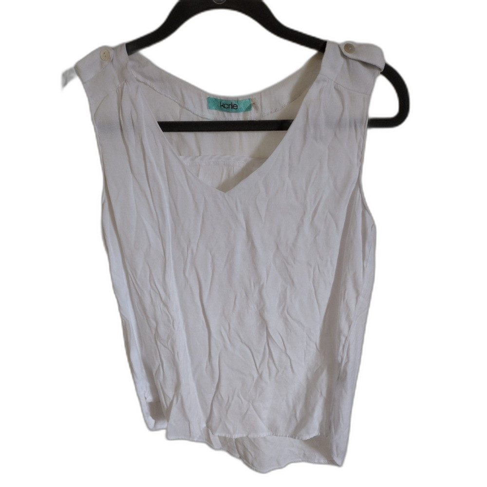 Karlie White V-Neck Sleeveless Blouse Sz Small